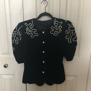 Velvet Puff Sleeve Blouse